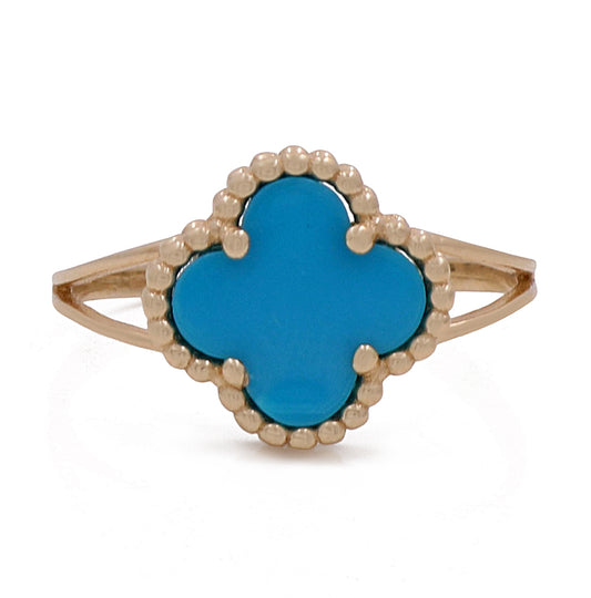 14K Yellow Gold Fashion Blue Stone Ring