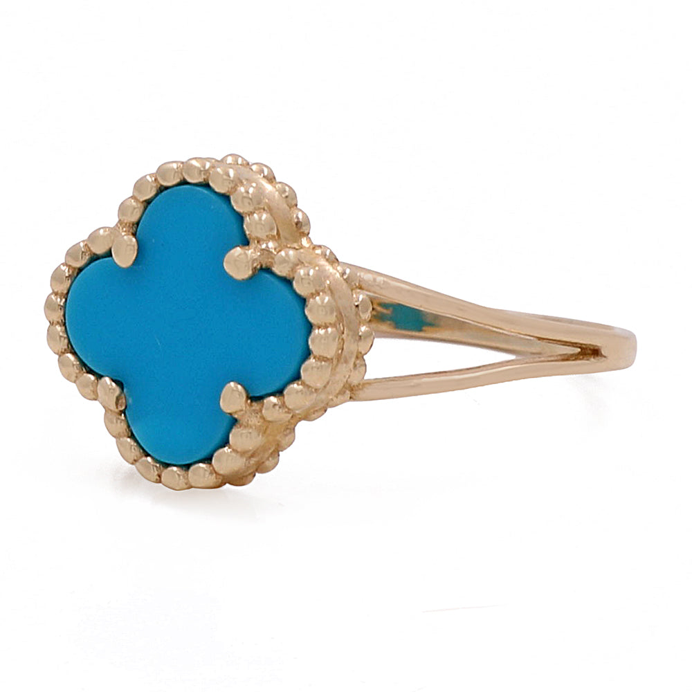 14K Yellow Gold Fashion Blue Stone Ring