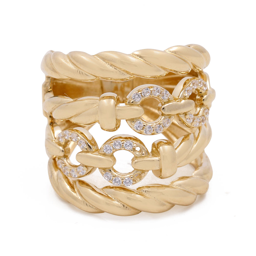 14K Yellow Gold Fashion Women's Ring with Cubic Zirconias