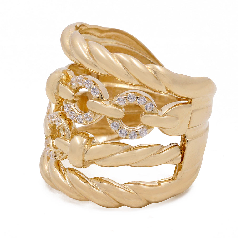 14K Yellow Gold Fashion Women's Ring with Cubic Zirconias