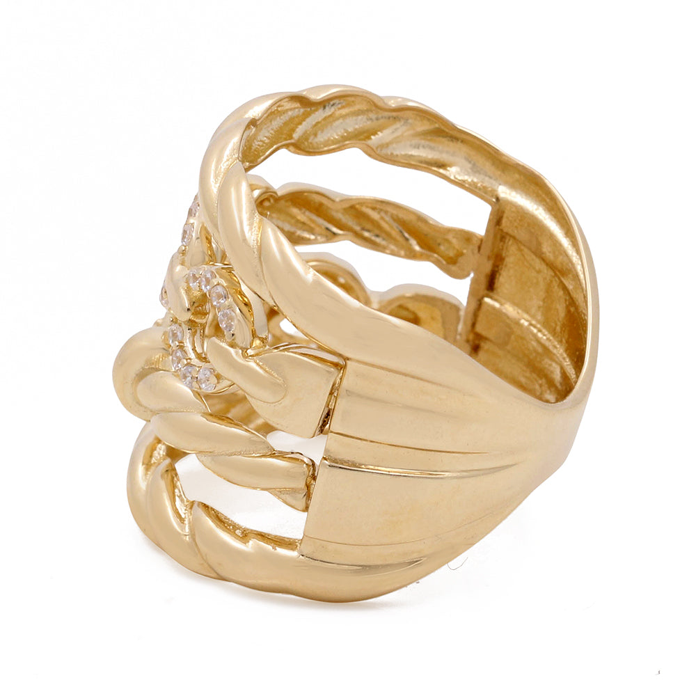 14K Yellow Gold Fashion Women's Ring with Cubic Zirconias