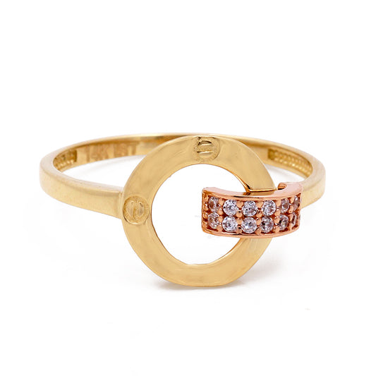 14K Yellow and Rose Gold Fashion Women's Ring with Cubic Zirconias