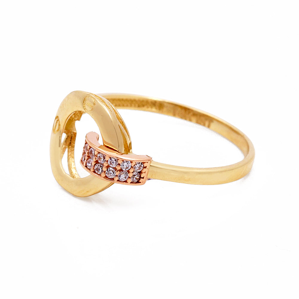 14K Yellow and Rose Gold Fashion Women's Ring with Cubic Zirconias