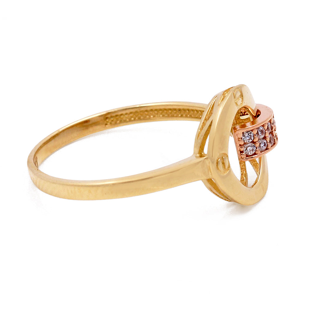 14K Yellow and Rose Gold Fashion Women's Ring with Cubic Zirconias