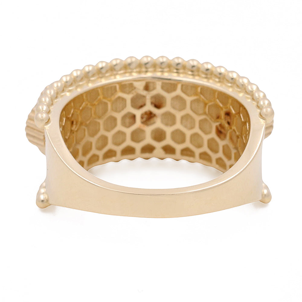 14K Yellow Gold Mother of Pearl Flowers Ring