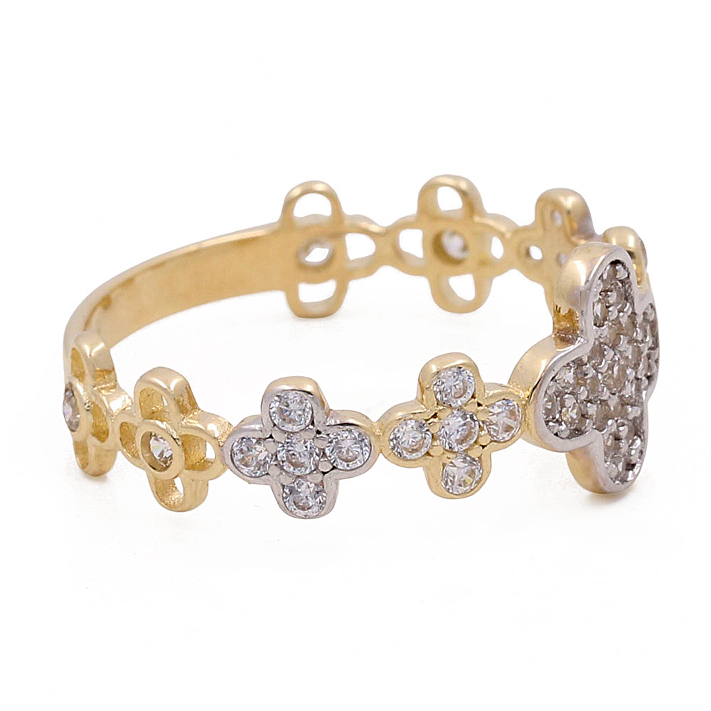 14K Yellow and White Gold Flowers Ring