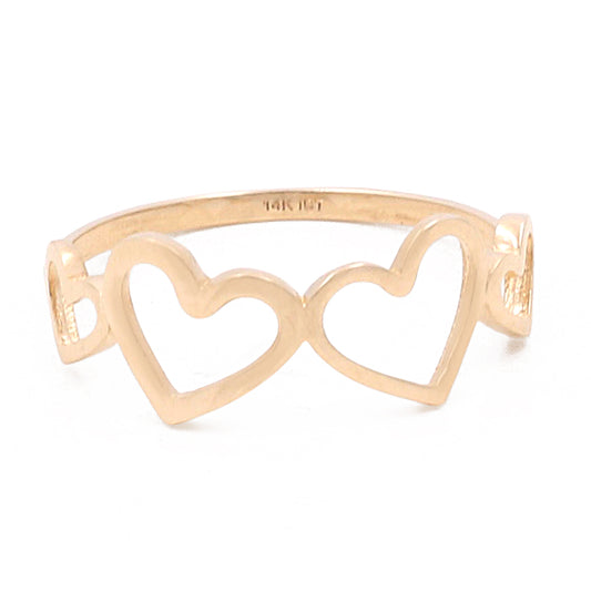 14K Yellow Gold Hearts Ring