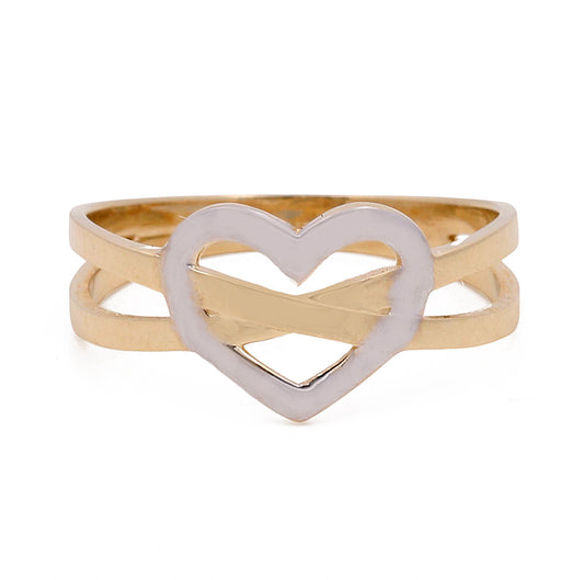 14K Yellow and White Gold Heart Ring