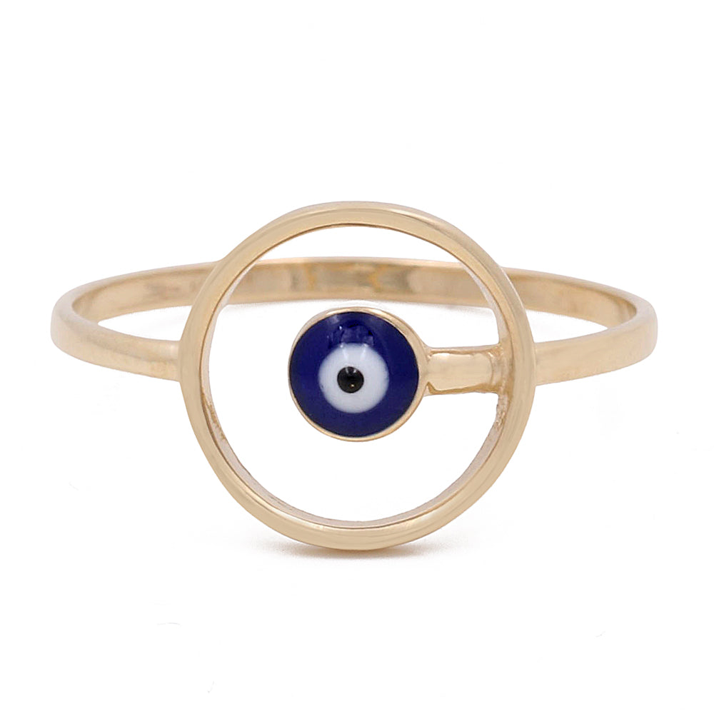 14K Yellow Gold Blue Evil Eye Ring
