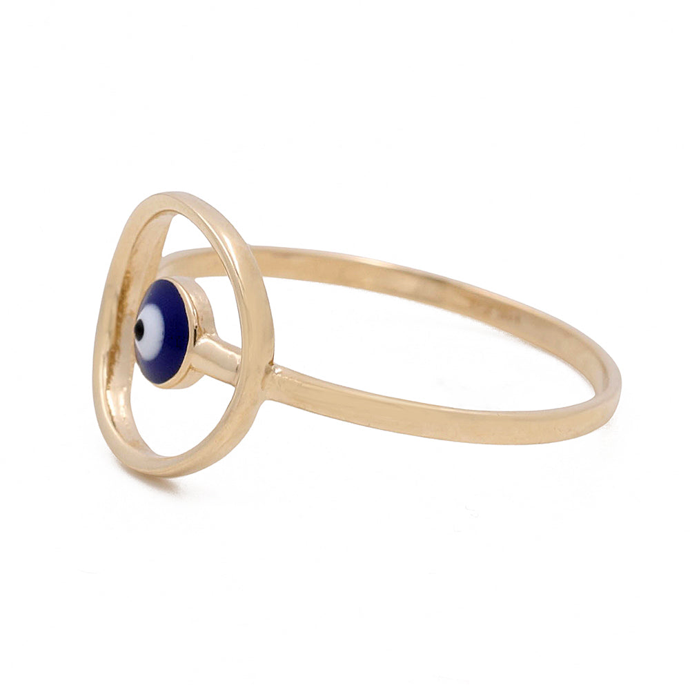 14K Yellow Gold Blue Evil Eye Ring