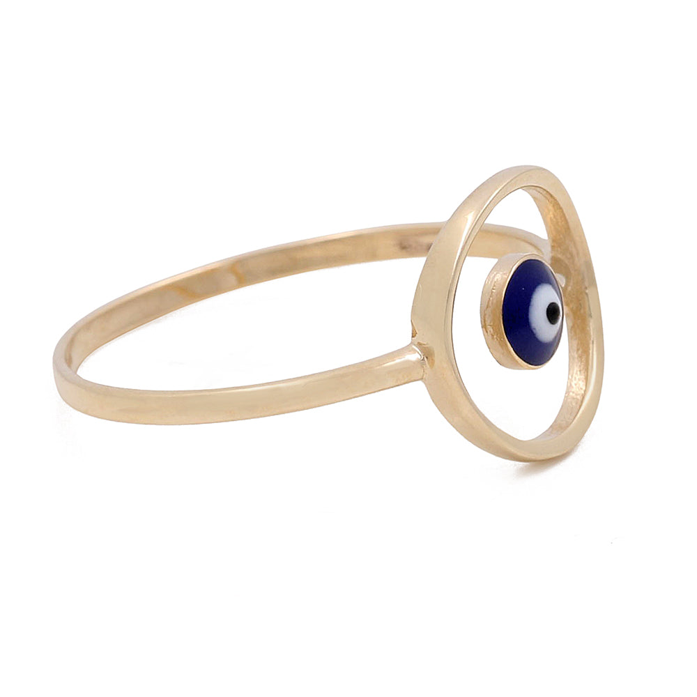 14K Yellow Gold Blue Evil Eye Ring