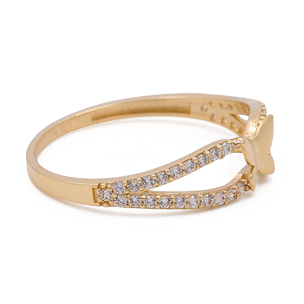 14K Yellow Gold Butterfly Ring with Cubic Zirconias