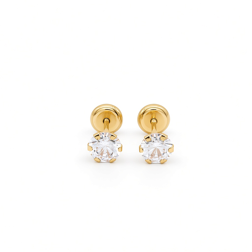 14K Yellow Gold Fashion Stud Earrings with Cz / 6-335101PS5