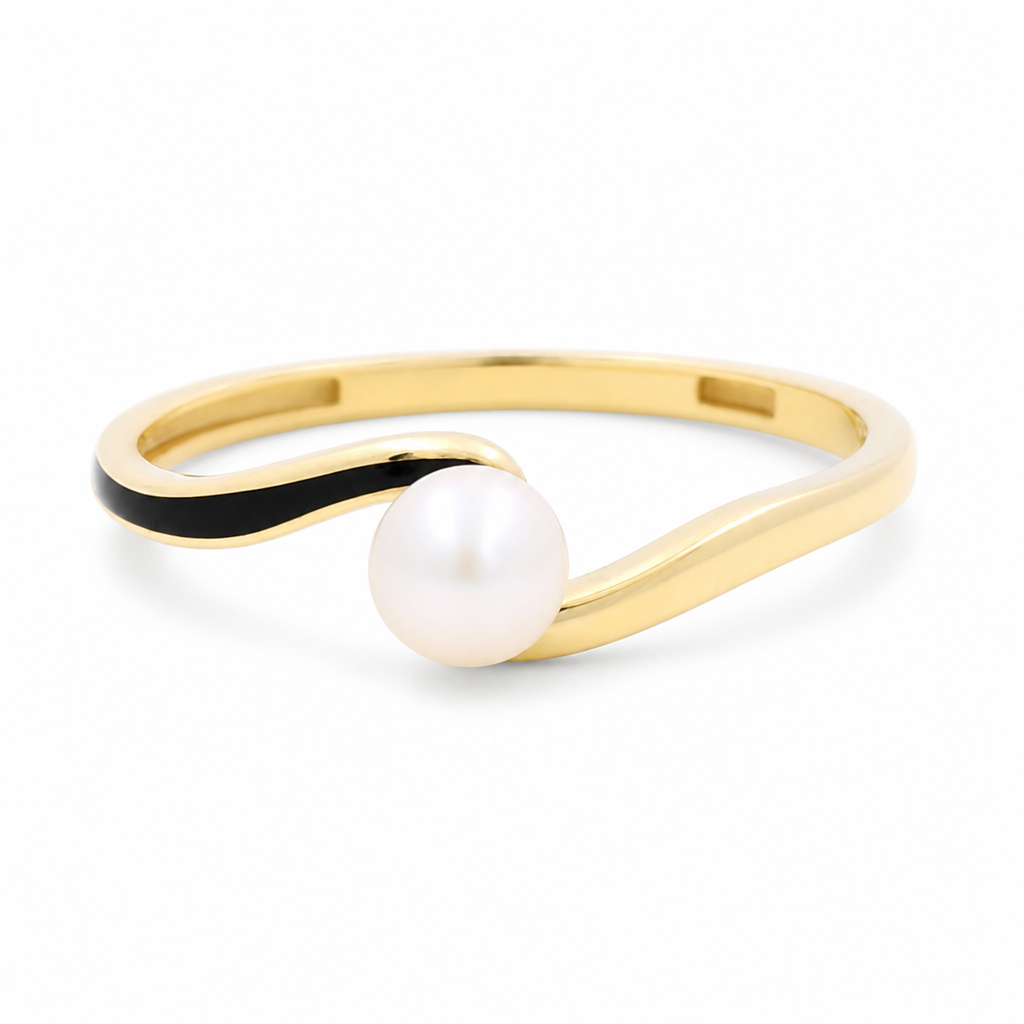 14K Yellow Gold Fashion Women's Rings with Pearl Stone / Size: 7 / Weight: 1.3 GR / 139-04313