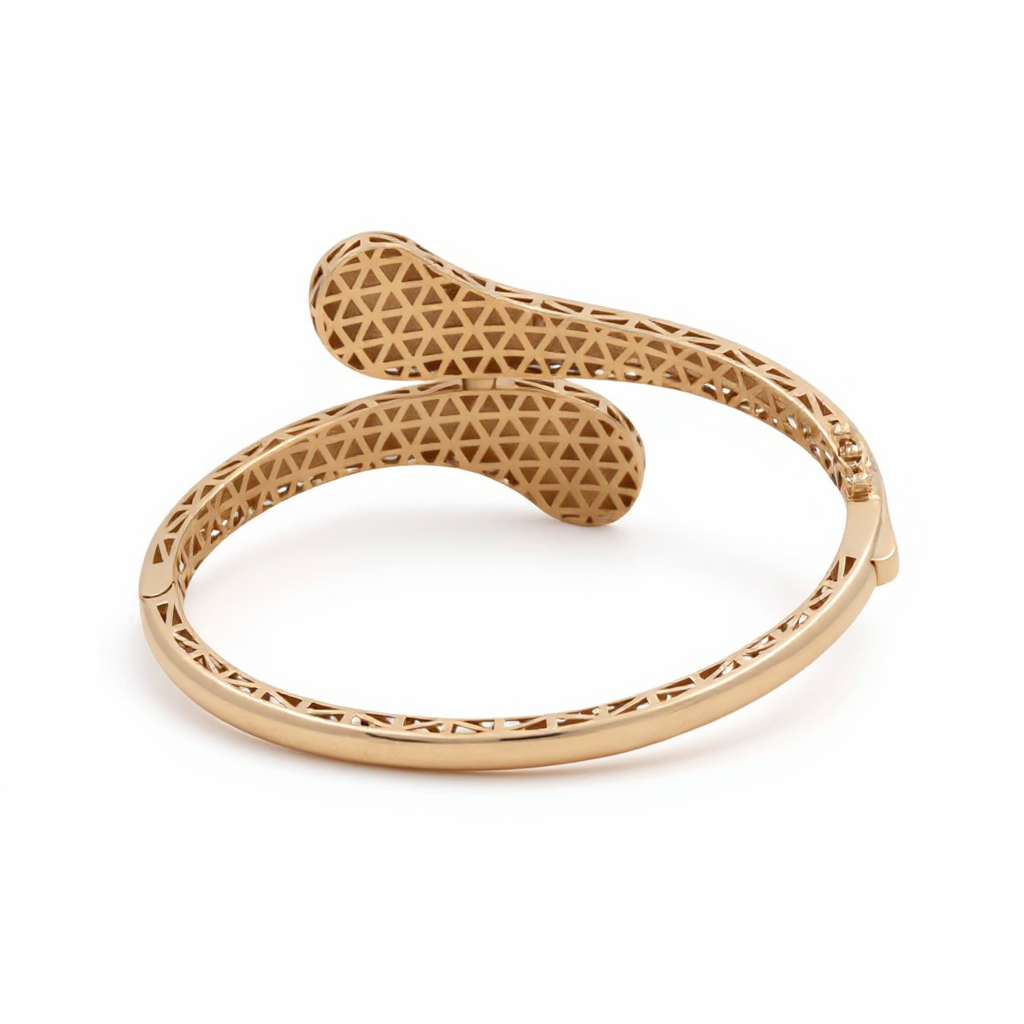 14K Yellow Gold SemiSolid Fashion Bangle Bracelet / Weight: 10.5 GR / DOBB4FS-1
