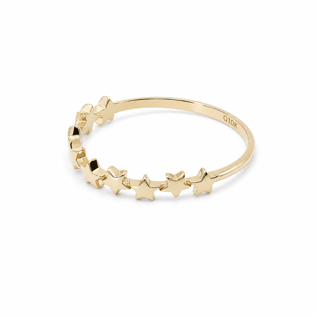 10K Yellow Gold Stars Women's Ring / Size: 6 / Weight: 0.8 GR / DQWR0ST