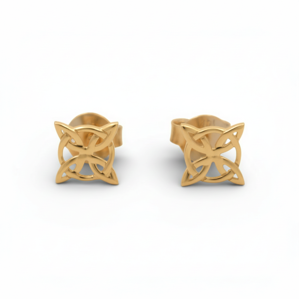 10K Yellow Gold Witch's Knot Stud Earrings / Weight: 0.7 GR / DQES0FS