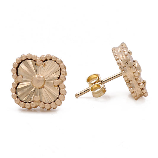 14K Yellow Gold Fashion Flower Earrings