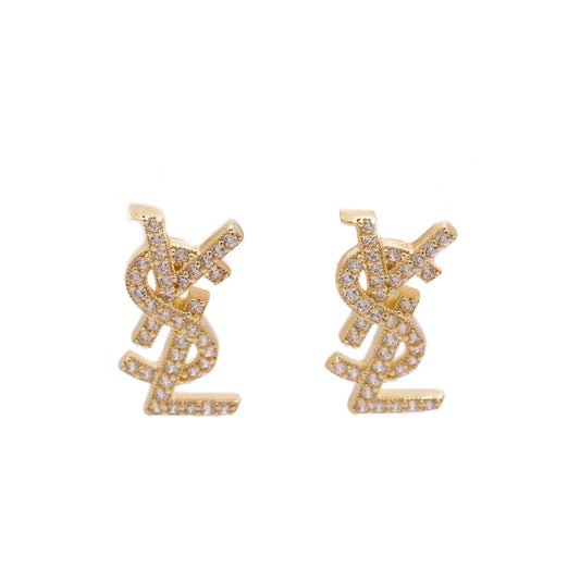 14K Yellow Gold Fashion Gold Women's Earrings with Cubic Zirconias