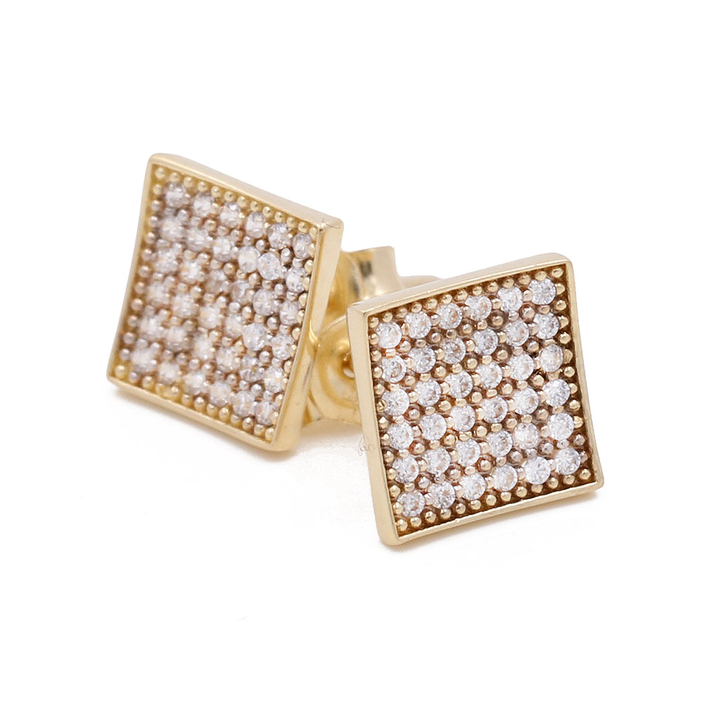 14K Yellow Gold Fashion Women's Stud Earrings with Cubic Zirconias