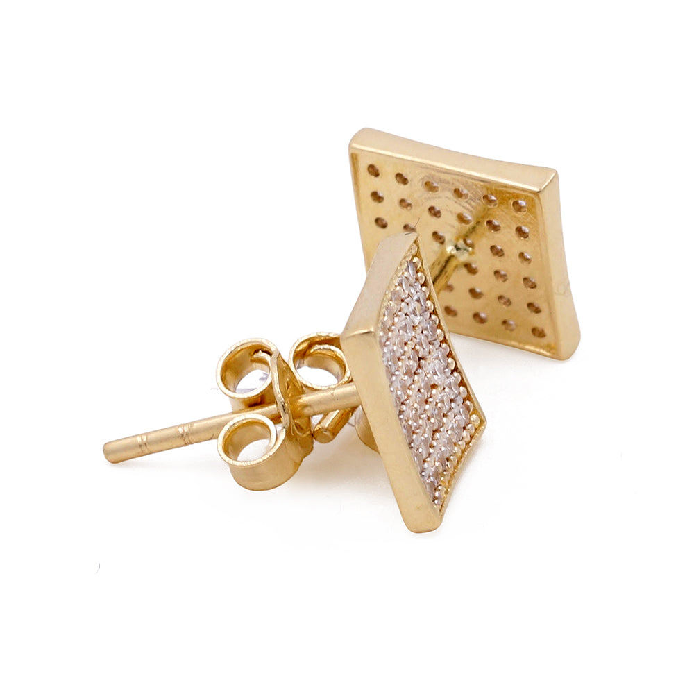 14K Yellow Gold Fashion Women's Stud Earrings with Cubic Zirconias