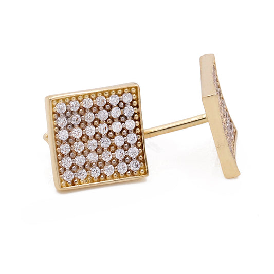 14K Yellow Gold Fashion Women's Stud Earrings with Cubic Zirconias