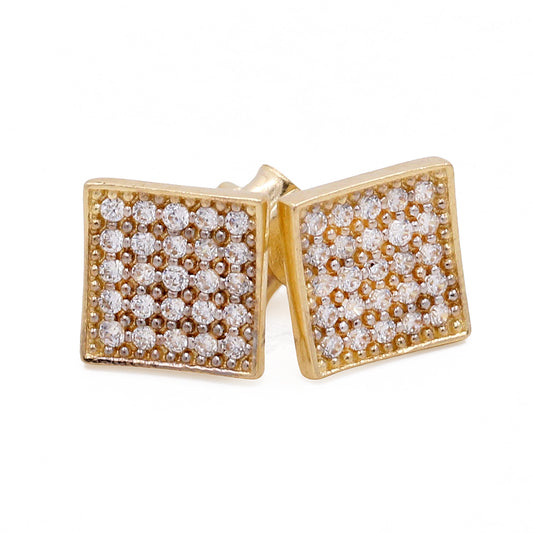 14K Yellow Gold Fashion Women's Stud Earrings with Cubic Zirconias