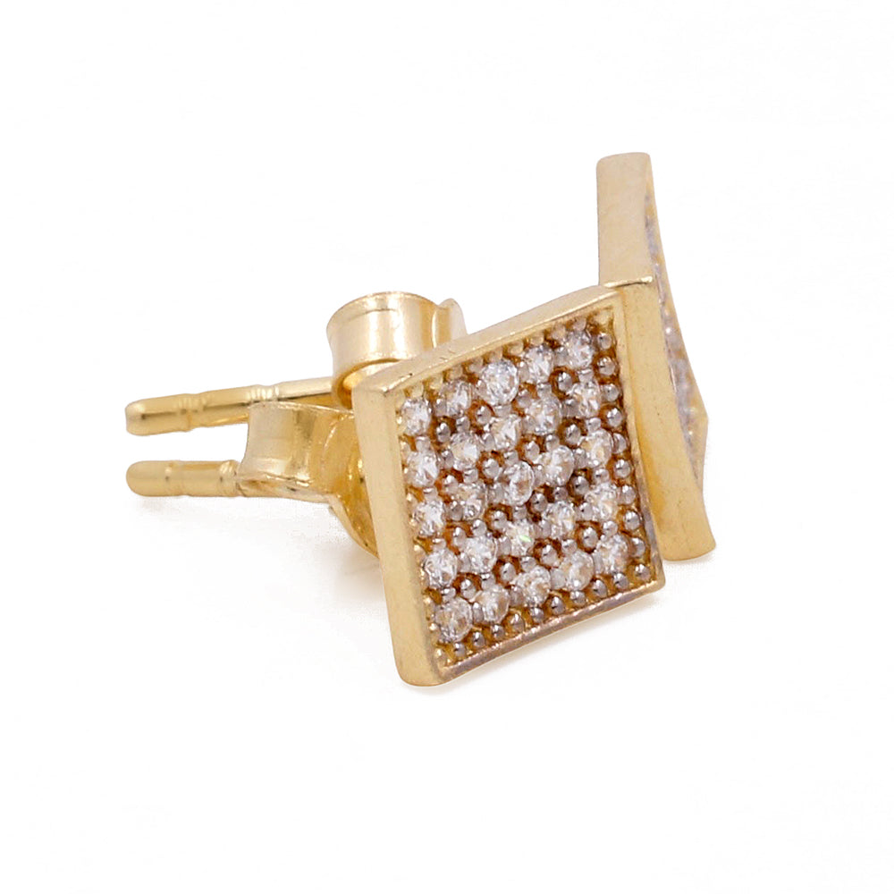 14K Yellow Gold Fashion Women's Stud Earrings with Cubic Zirconias