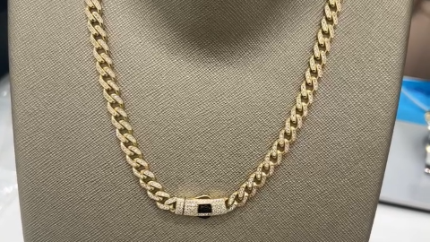 10K Yellow Gold Fashion Monaco Semisolid Chain / Stone: Cz / Size: 7mm 17.5" / Weight: 21.5 GR / CQCH0MON7-17.5