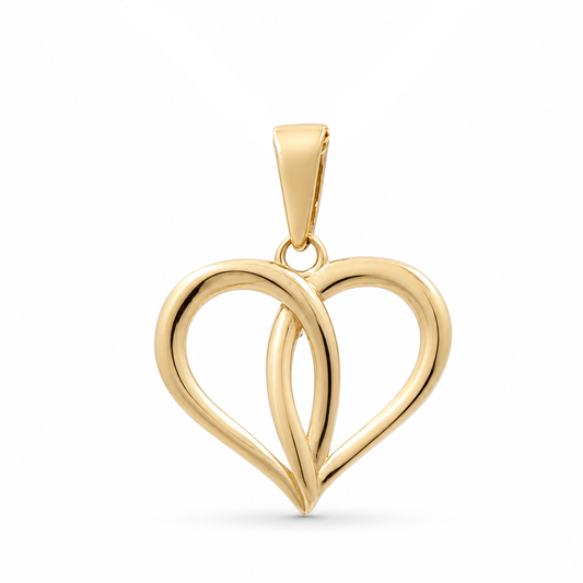 10K Yellow Gold Fashion Heart Women's Pendant / Weight: 0.8 GR / DQPD0HR-6