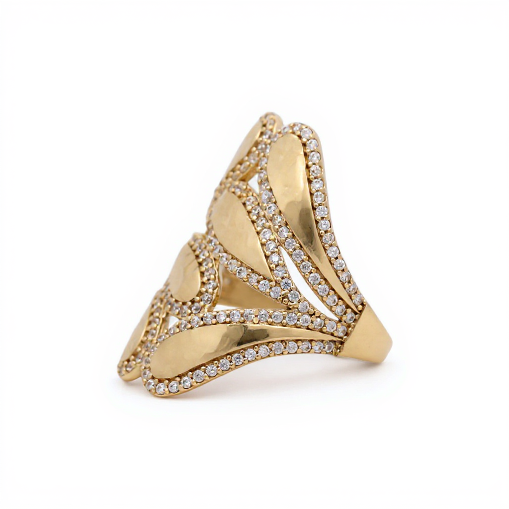 14K Yellow Gold Fashion Women's Ring with CZ / Size 8 / Weight: 5.3 GR / DOWR4FS-15