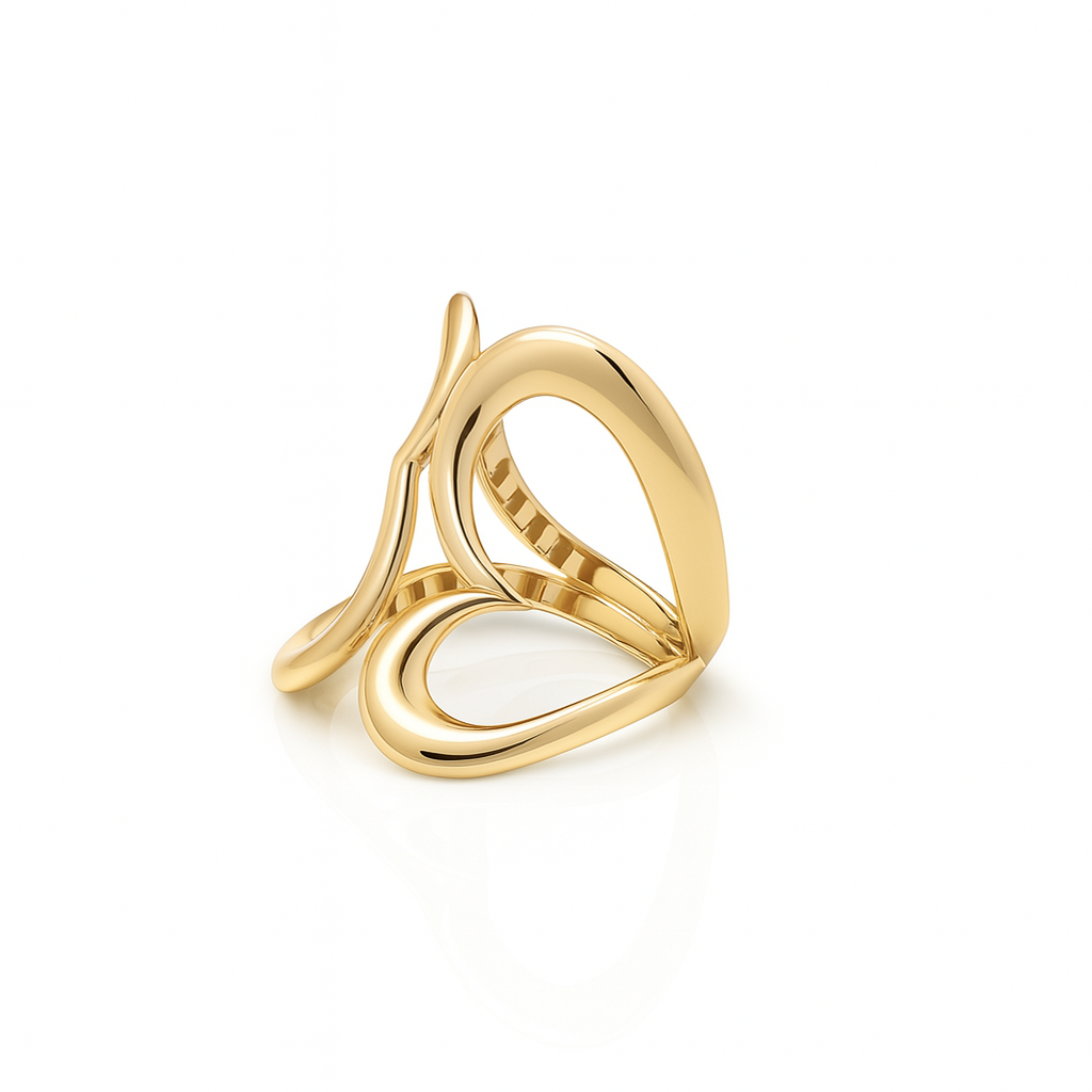 14K Yellow Gold Fashion Hearts Women's Ring / Size: 7.5 / Weight: 3.5 GR / DQWR4HR-5
