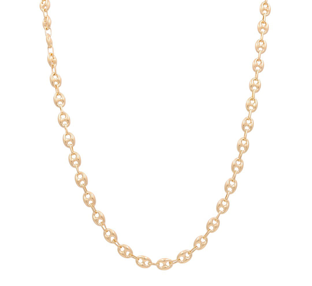 14K Yellow Gold Semisolid Fashion GG Chain / Size: 7.5mm 24" / Weight: 22 GR / 034-52551