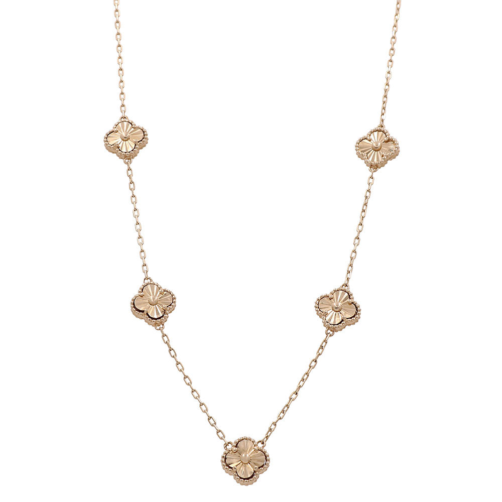 14K Yellow Gold Fashion 5 Flowers Pendant