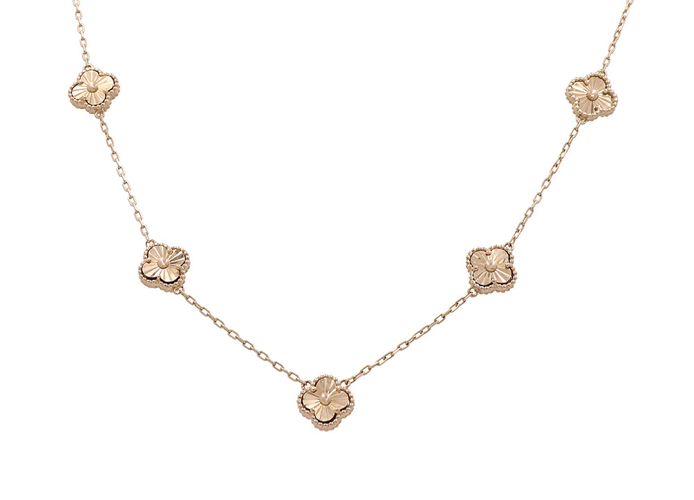 14K Yellow Gold Fashion 5 Flowers Pendant