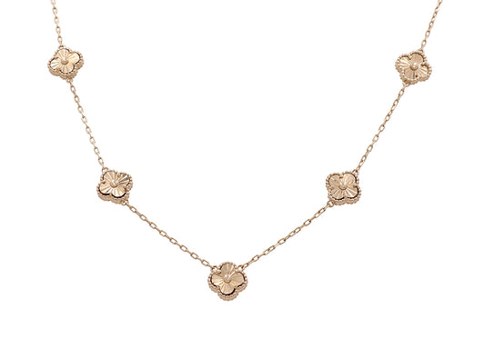 14K Yellow Gold Fashion 5 Flowers Pendant