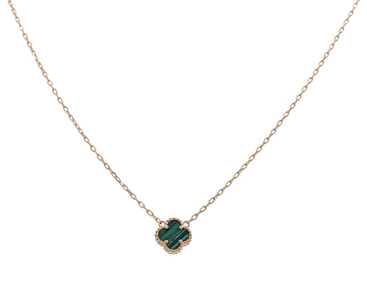14K Yellow Gold Fashion Flower Green Stone Pendant