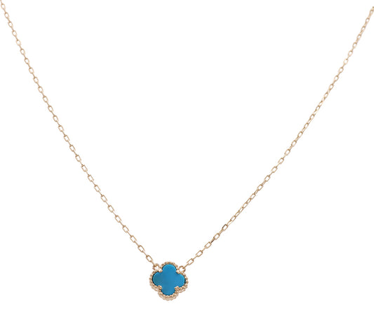 14K Yellow Gold Fashion Flower Blue Stone Pendant