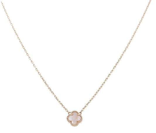 14K Yellow Gold Fashion Flower Mother of Pearl Pendant