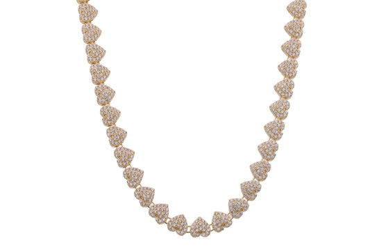 14K Yellow Gold Hearts Necklace with Cubic Zirconias