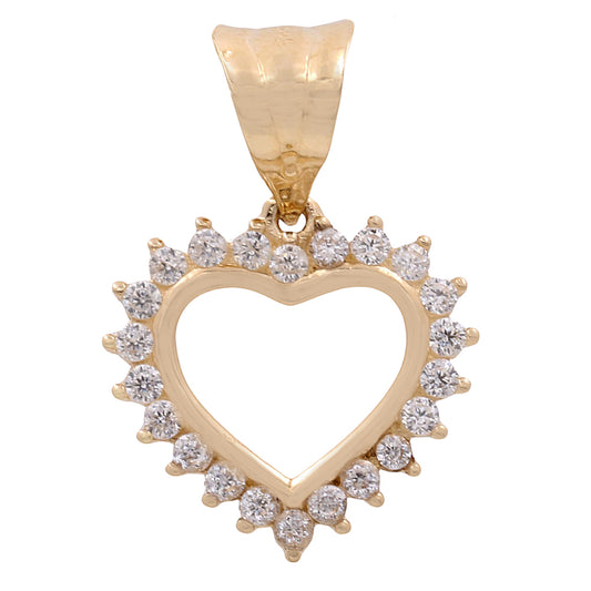 14K Yellow Gold Heart Pendant with Cubic Zirconias