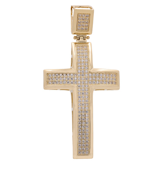 14K Yellow Gold Cross Pendant with Cubic Zirconias