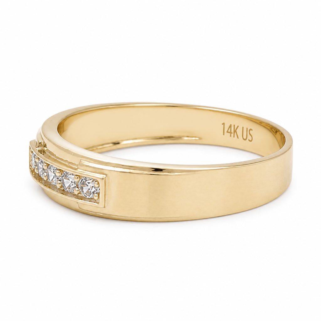 14K Yellow Gold Men's Wedding Band / Stone: Cz / Size: 10 / Weight: 2.8 GR / KEEMWB4BS-31