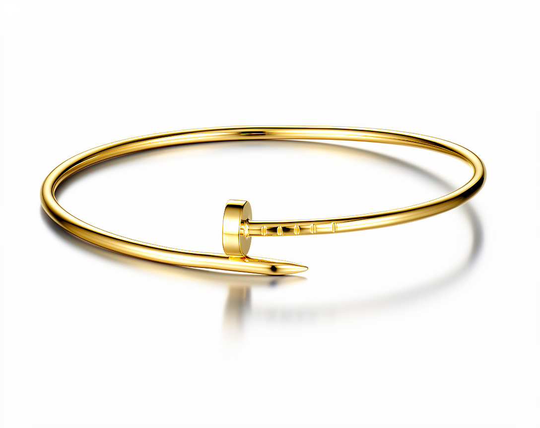 14K Yellow Gold Semisolid Nail Bangle Bracelet / Weight: 2.8GR / DQBB4NL-3