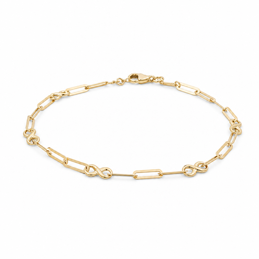 14K Yellow Gold Women's Bracelet Infinity With Paper Clip Link / Size: 7.5" / Weight: 1.9 GR / 401-01512