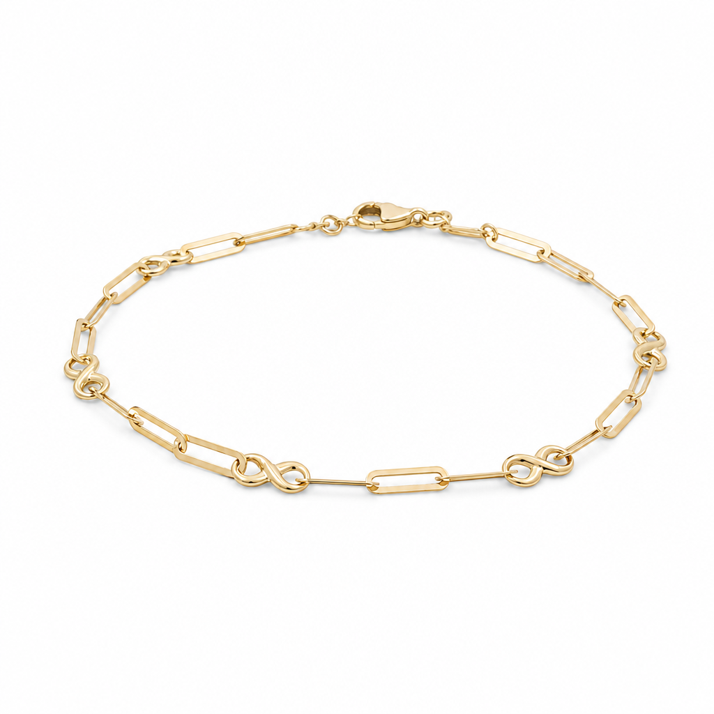 14K Yellow Gold Women's Bracelet Infinity With Paper Clip Link  / Size: 7.5" / Weight: 1.8 GR / 401-01512