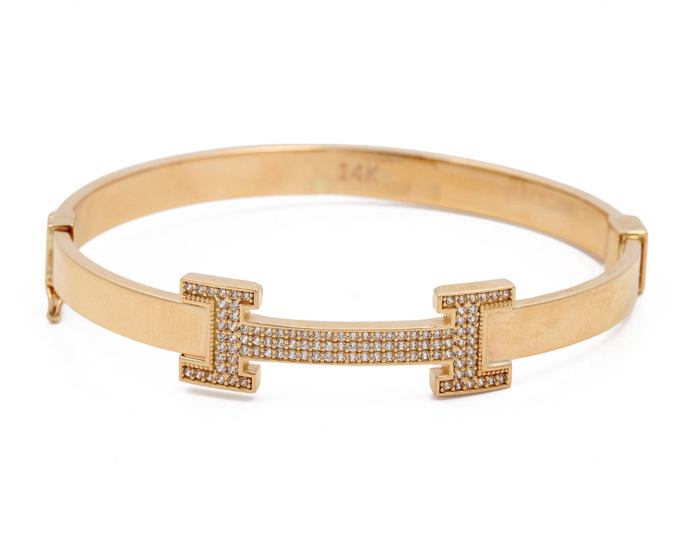 14K Yellow Gold Fashion Bracelet with Cubic Zirconias