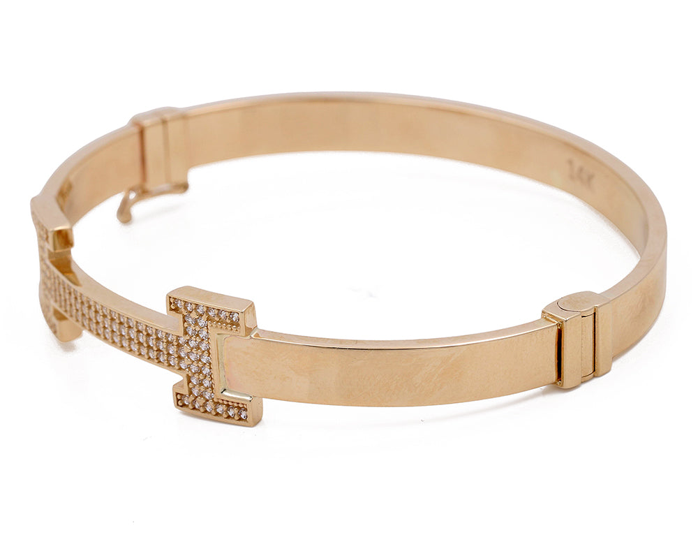14K Yellow Gold Fashion Bracelet with Cubic Zirconias