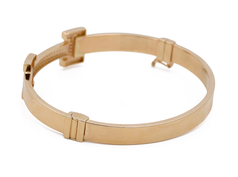 14K Yellow Gold Fashion Bracelet with Cubic Zirconias