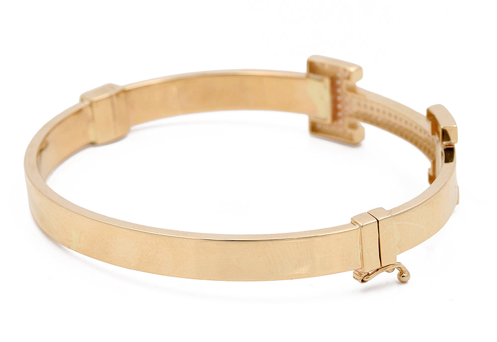 14K Yellow Gold Fashion Bracelet with Cubic Zirconias